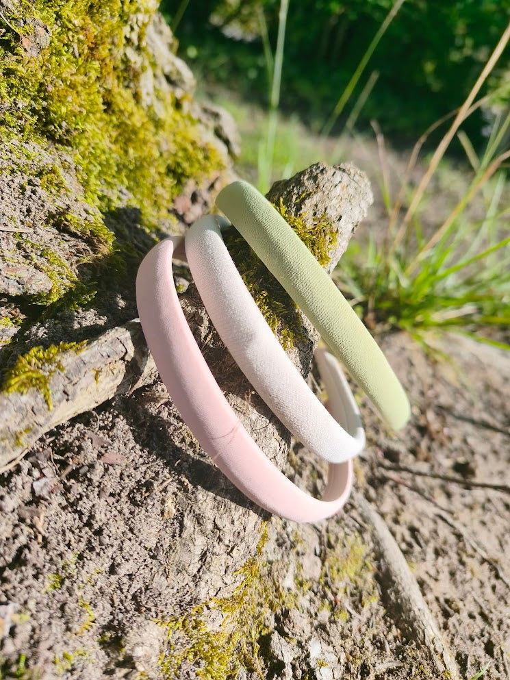 Serre tête bandeau ivoire, rose