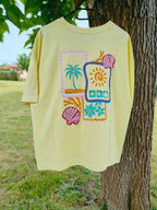 Tee-shirt tropical mosaic jaune