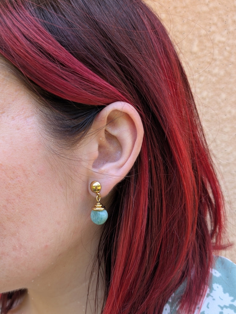 Boucles D'Oreilles Verte et Or
