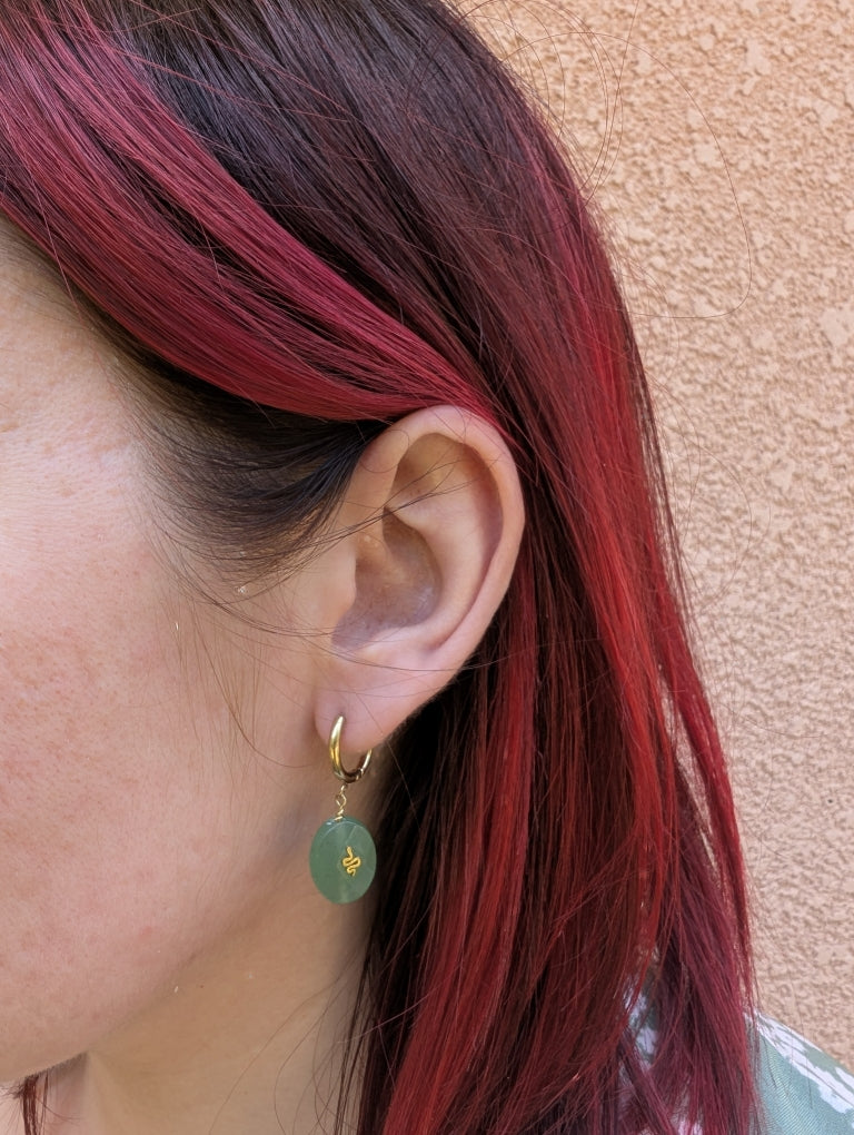 Boucles D'Oreilles Verte et Or