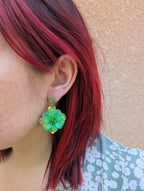 Boucles D'Oreilles Verte et Or