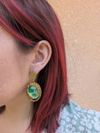 Boucles D'Oreilles Verte et Or