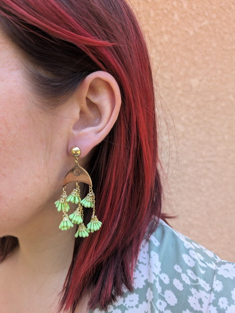 Boucles D'Oreilles Verte et Or