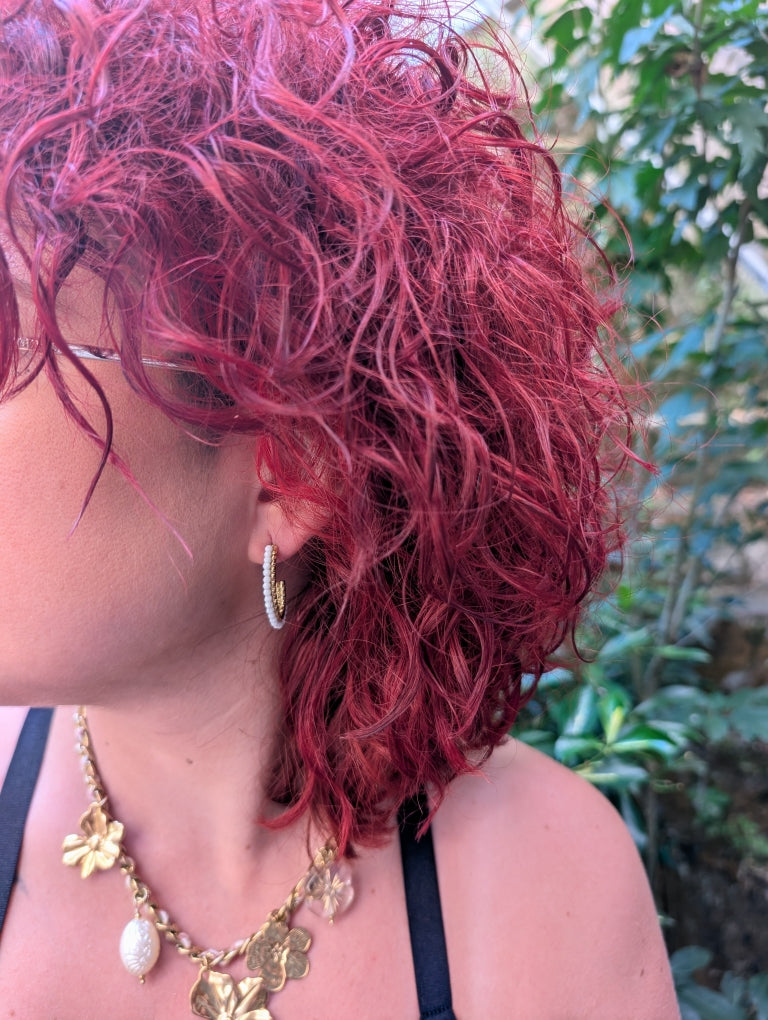 Boucles d'Oreilles Blanche et Or