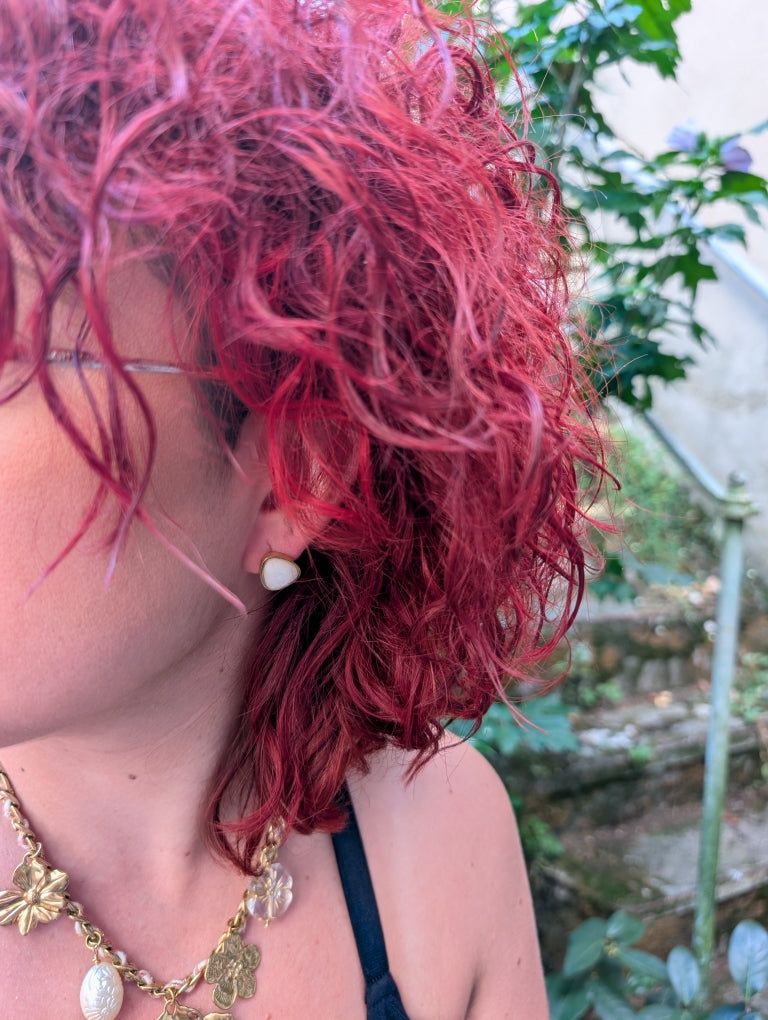 Boucles d'Oreilles Blanche et Or