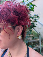 Boucles d'Oreilles Blanche et Or
